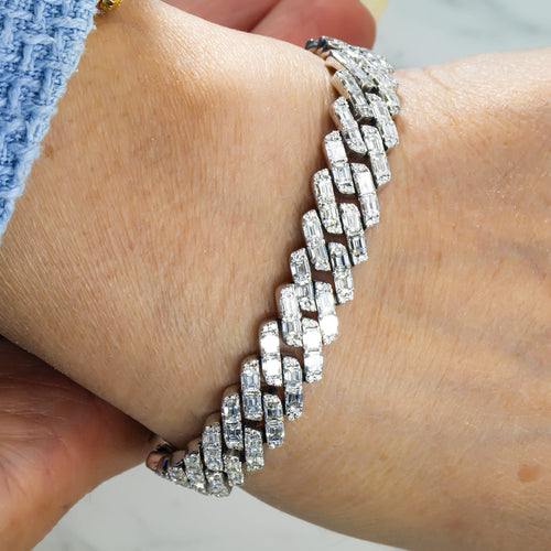 Emerald Cut Diamond Cuban Link Bracelet